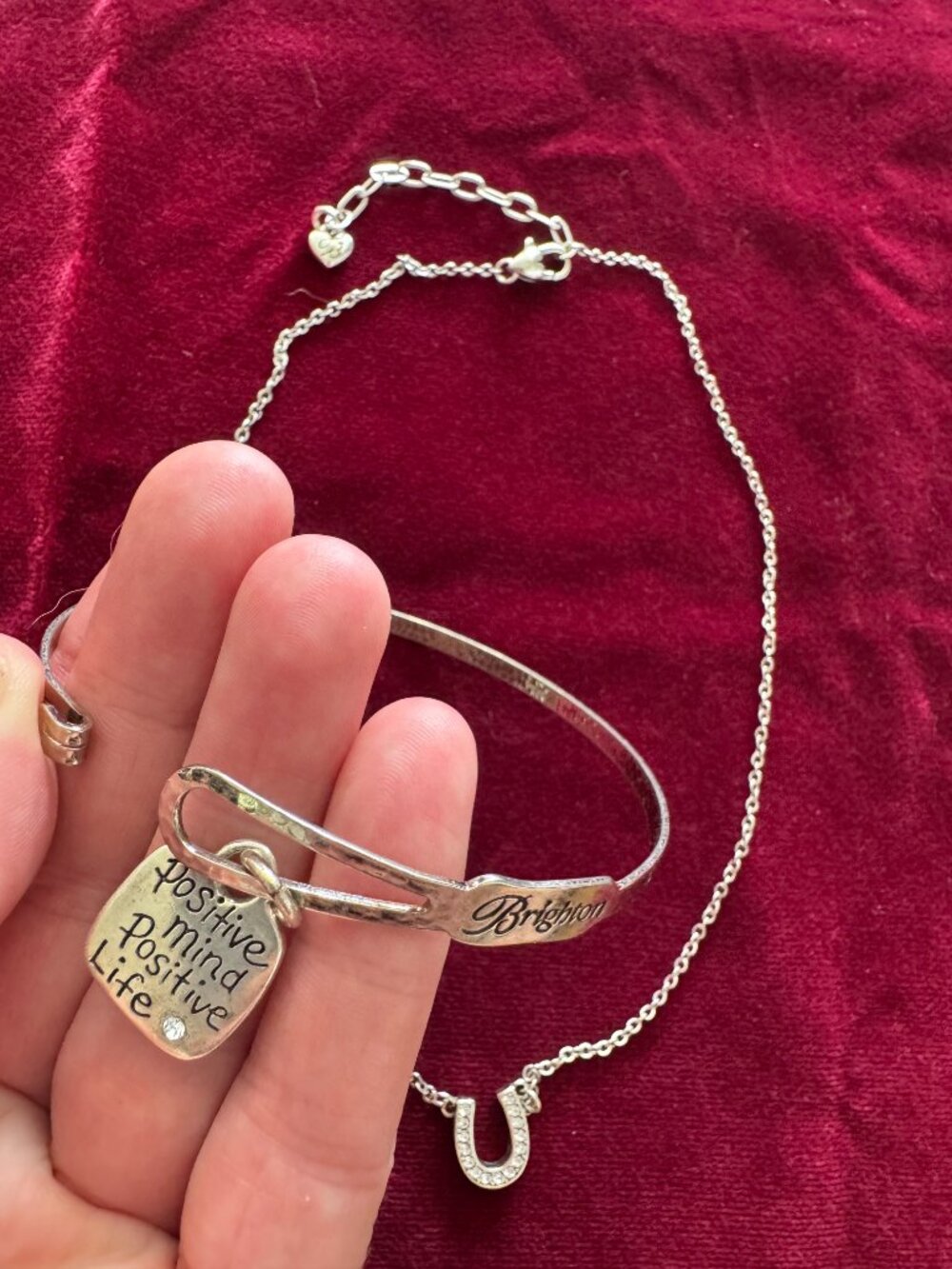 BRIGHTON Lot of 2 Silver-Tone Bracelets & Necklace - Picture 4 of 13